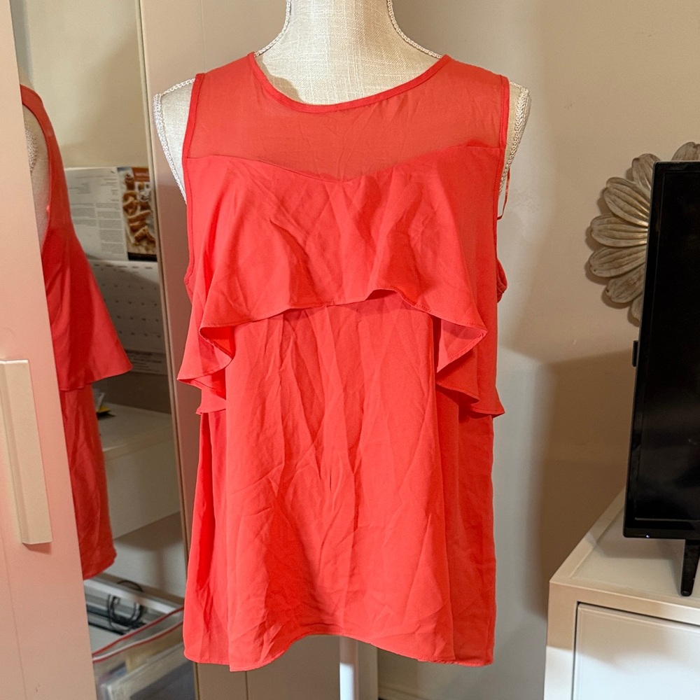 Chic Coral Ruffle Blouse